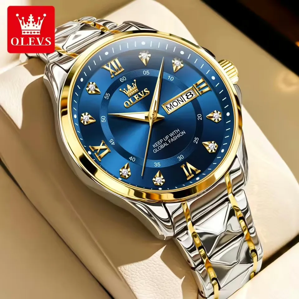 Waterproof Blue Dial Steel Strap Watch