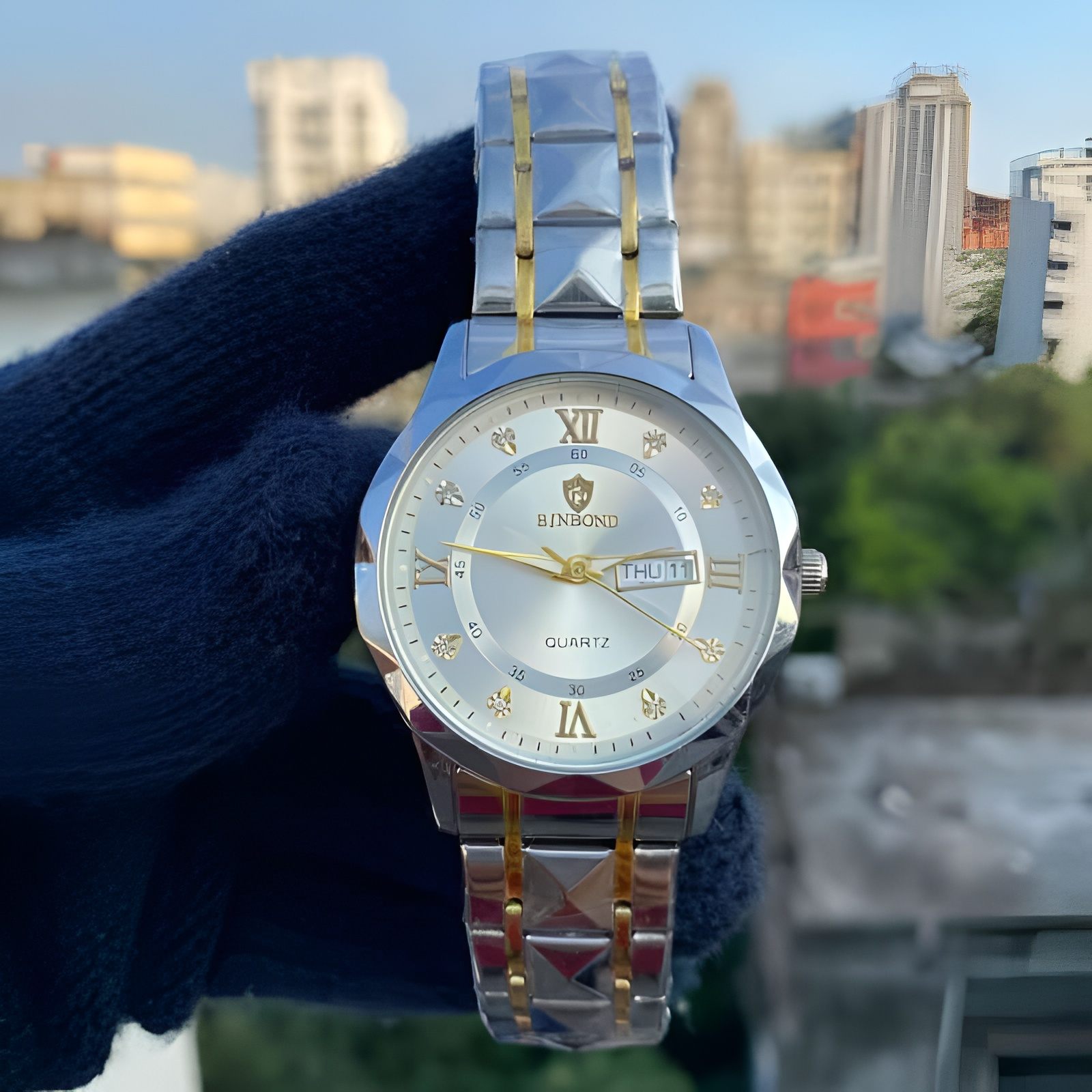 BINBOND Quartz Waterproof Wrist Watch – Premium Stainless Steel Roman Dial Watch