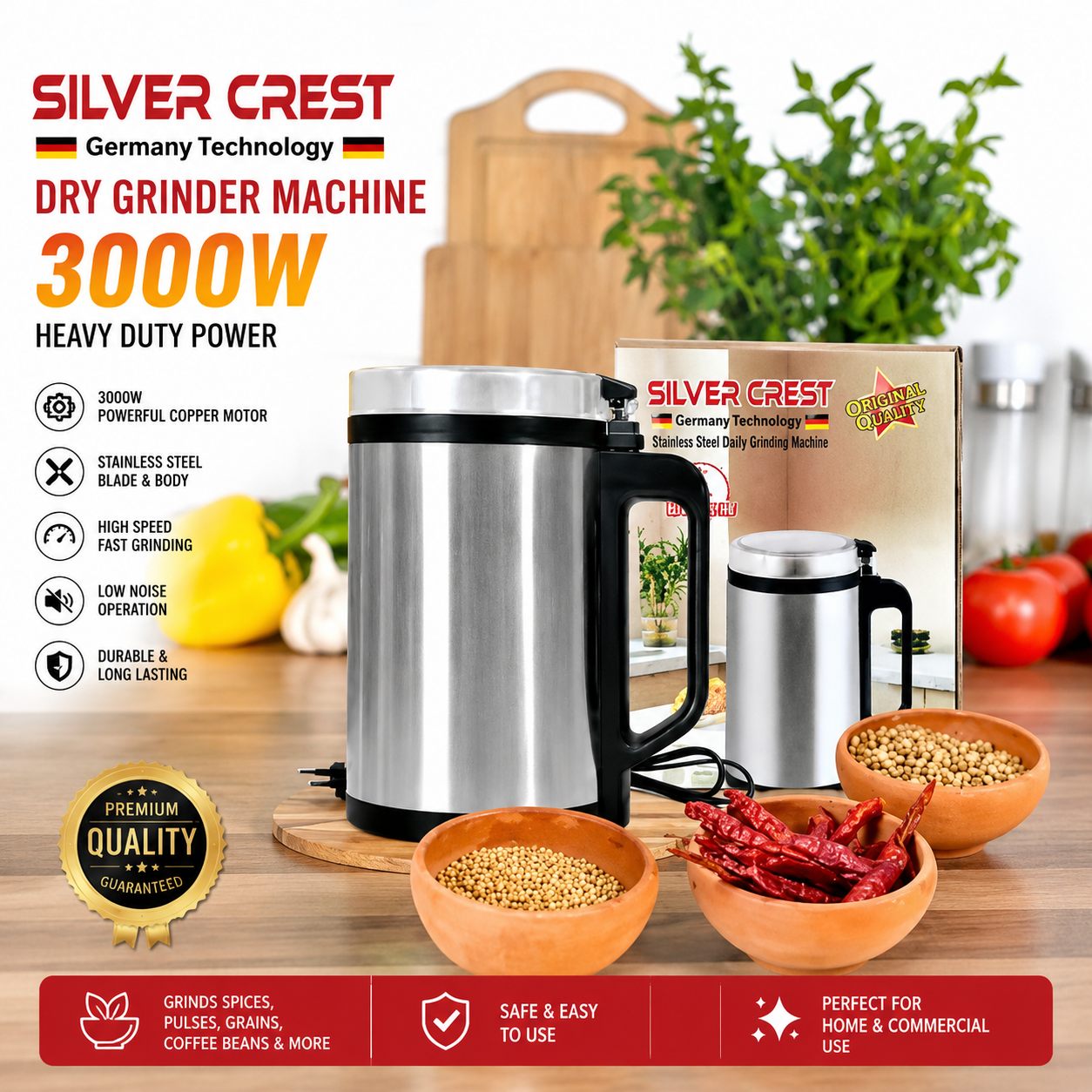 Silver Crest Dry Grinder Machine | Heavy Duty Spice Grinder